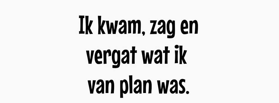 quote ik kwam, zag en vergat wat ik van plan was.