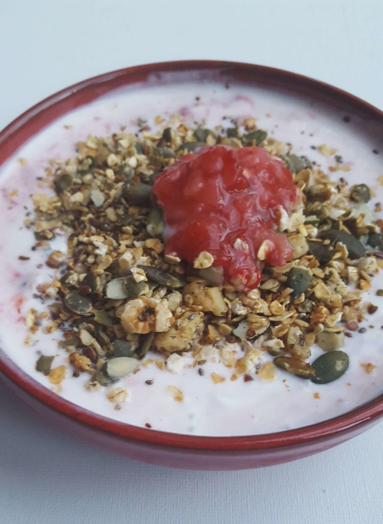 snelle granola met aardbei