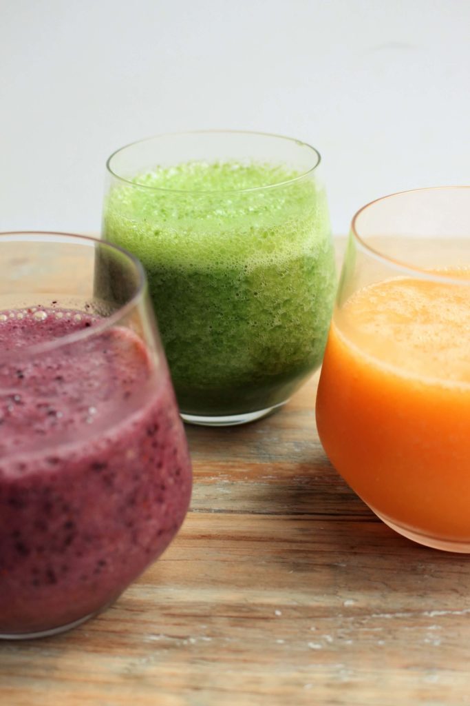 3 kleurige smoothies