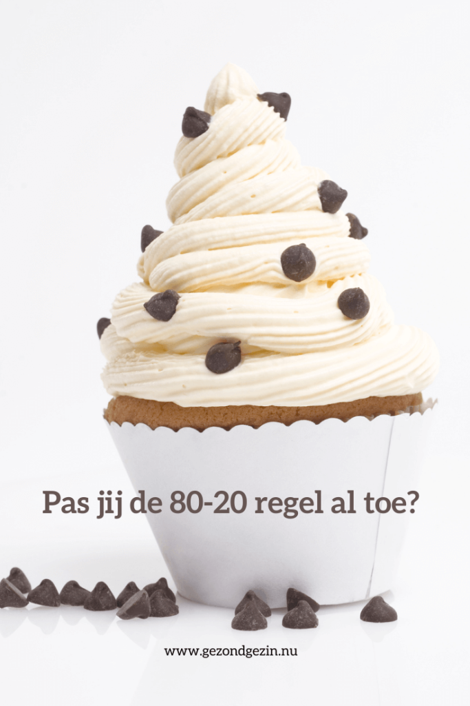 cupcake met de tekst pas jij de 80-20 regel al toe?