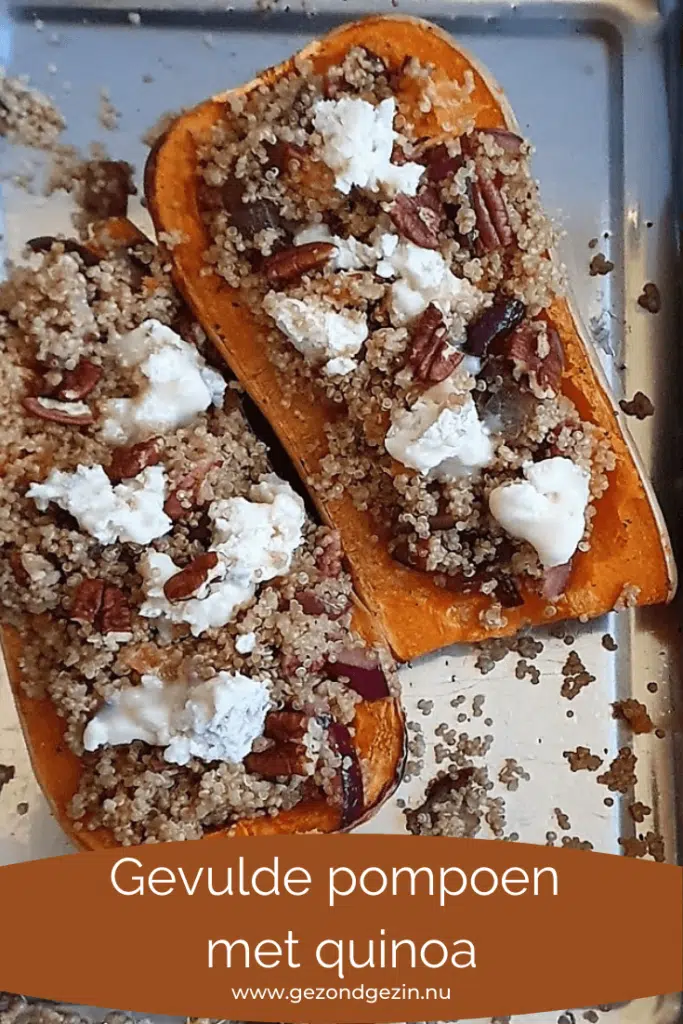 gevulde pompoen met quinoa en feta
