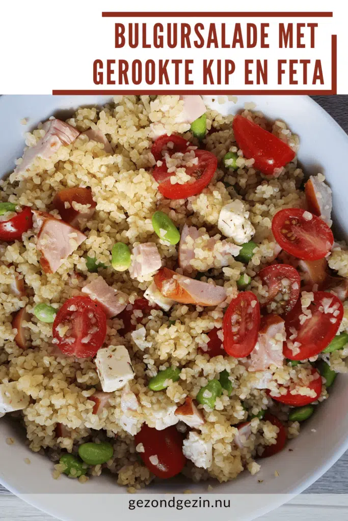 bulgursalade met gerookte kip, tomaatjes, feta
