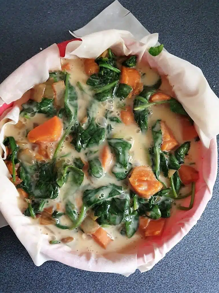 Quiche met spinazie en zoete aardappel 3