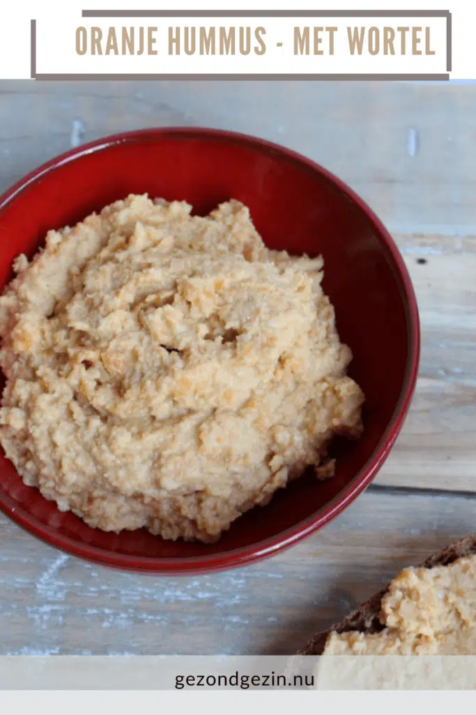 afbeelding van recept oranje hummus om te bewaren op Pinterest