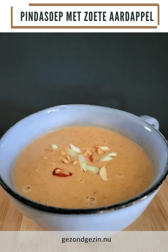 Afbeelding van pindasoep om te bewaren op Pinterest