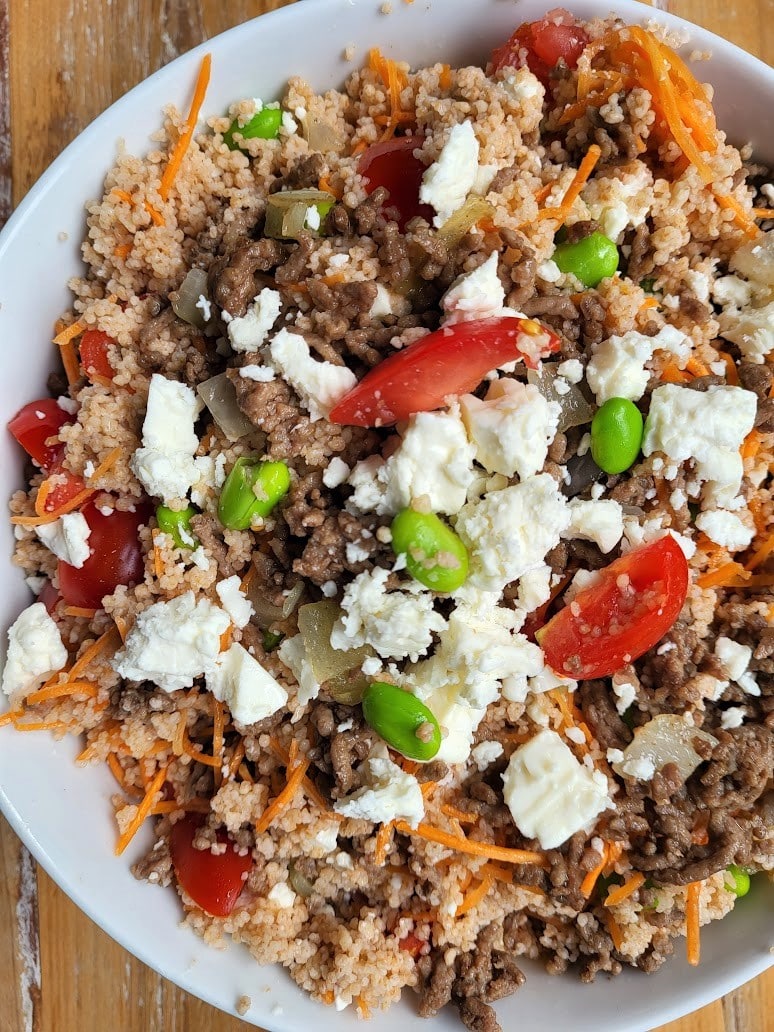 Couscous met gehakt, groenten en feta