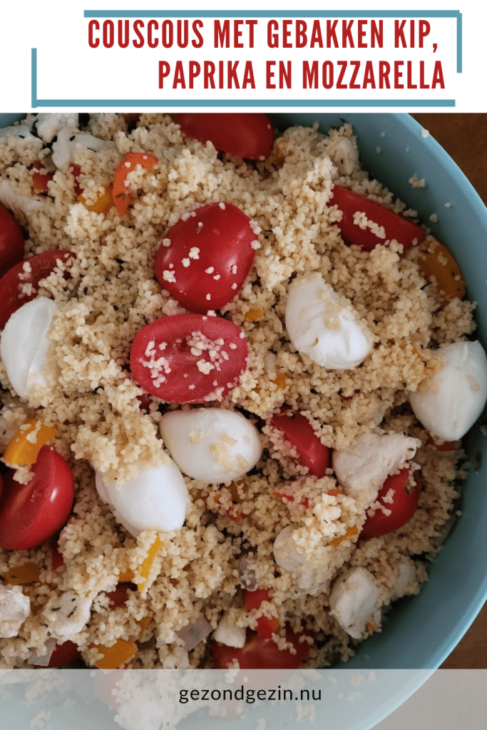 Couscous met gebakken kip, paprika en mozzarella