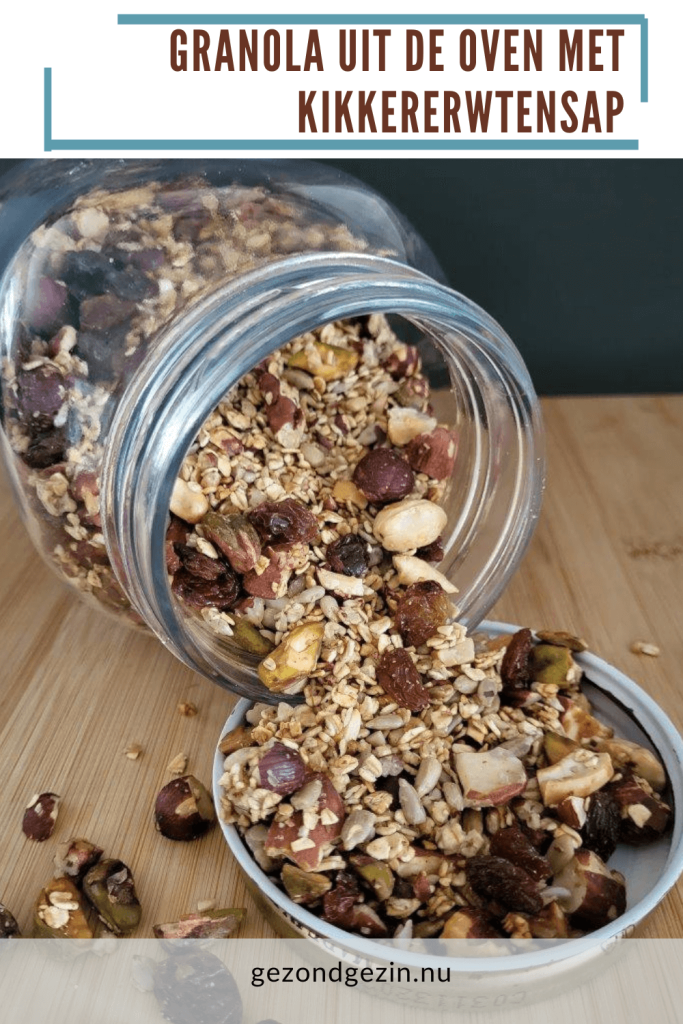 Granola uit de oven met kikkererwtensap