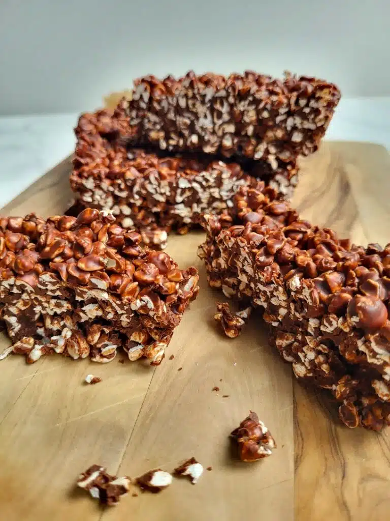 gepofte boekweitrepen met chocolade en pindakaas