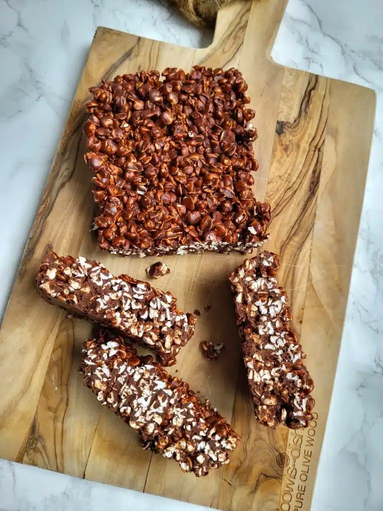 gepofte boekweitrepen met pindakaas en chocolade